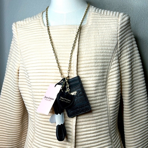 Juicy Couture Black Debossed Free Spirit Crossbody Bag Lanyard Keychain Set‎ NEW - Picture 8 of 17